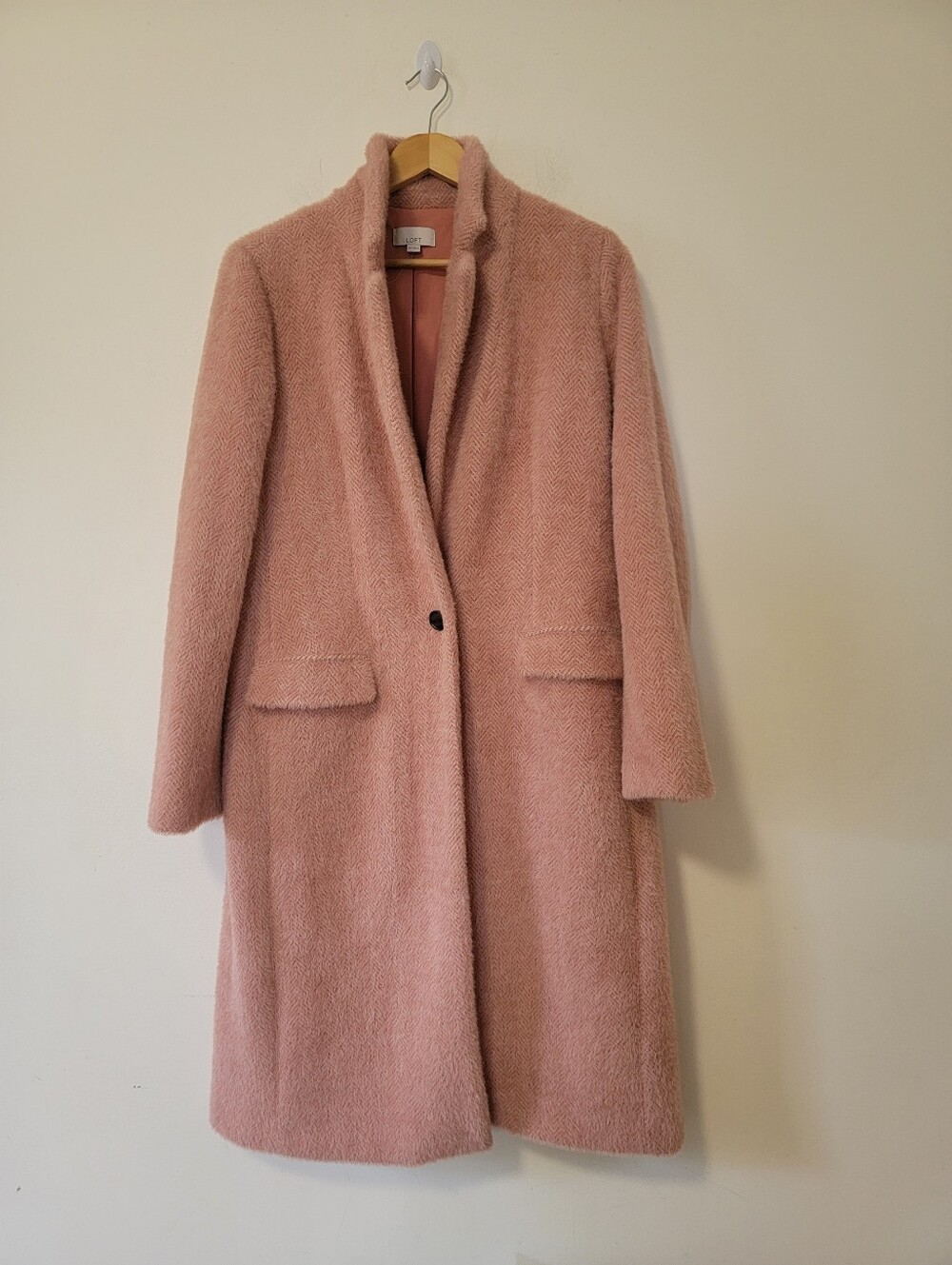 LOFT Dusty Pink Long Teddy Pea Coat